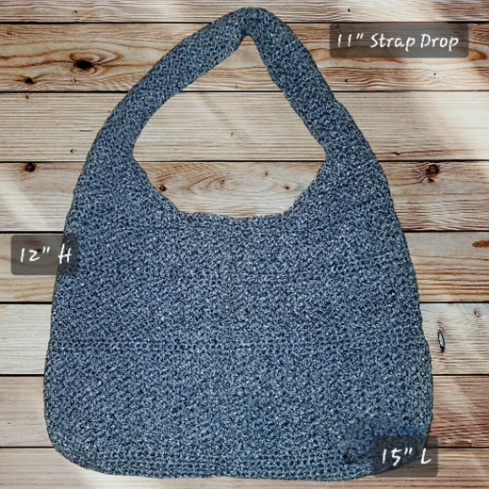 HANDMADE - Knitted Handbag - Grey-Blue